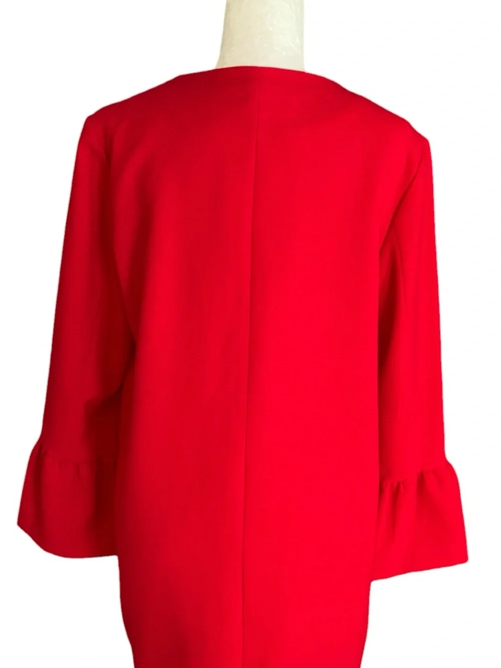 NEW Patty Kim Kelly Red Ruffle Sleeve Open Front Jacket Coat - l